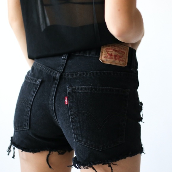 Levi's Pants - Levi's black distressed cutoff high waist shorts